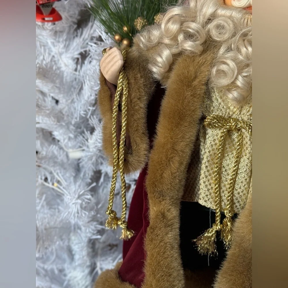 Vintage 1993 Large Santa Red Velvet Holiday Decor